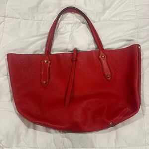 Elegant Red Leather Tote Bag
